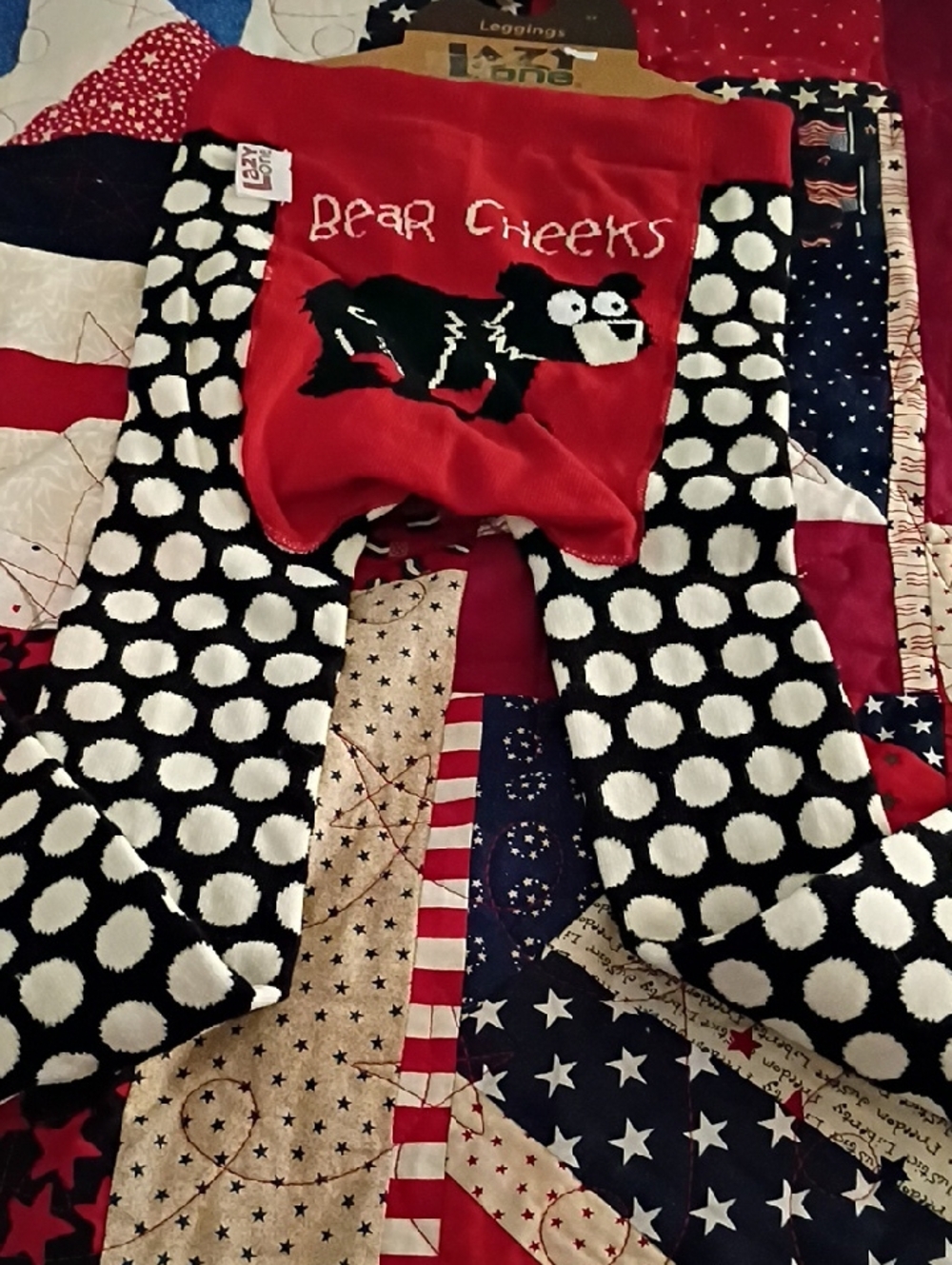 Bear Cheeks Kids Red & Black Polka Dot Pajama Leggings